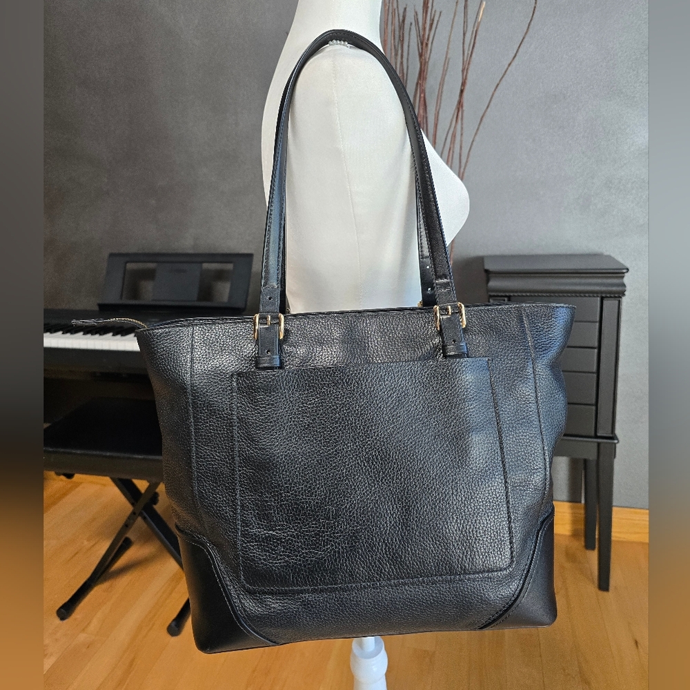 Michael Kors Black Leather Structured Tote - Picture 8 of 16